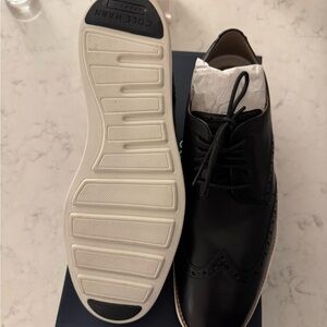 Cole Haan Black Leather Wingtip Derby with White Sole
